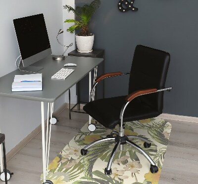 Tapis fauteuil bureau Feuilles tropicales et fleurs