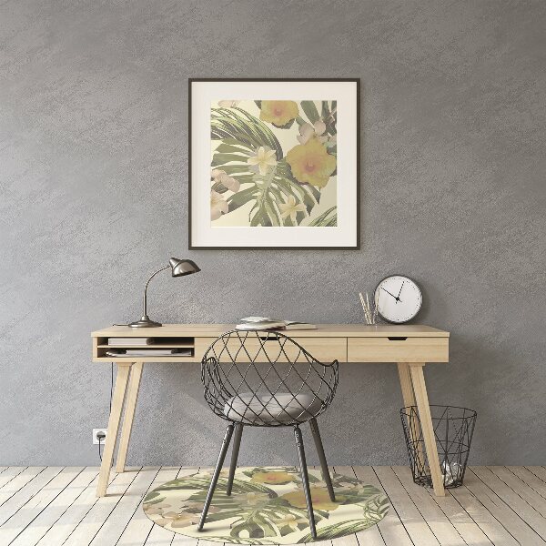 Tapis fauteuil bureau Feuilles tropicales et fleurs