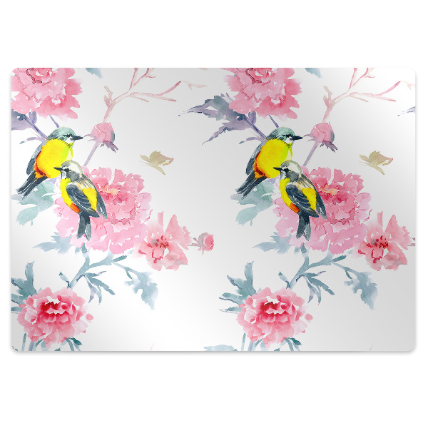 Tapis pour chaise de bureau Oiseaux et fleurs