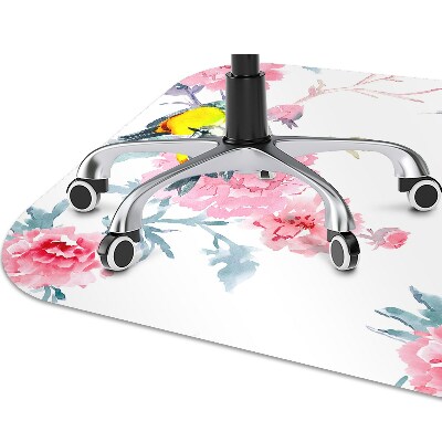 Tapis pour chaise de bureau Oiseaux et fleurs