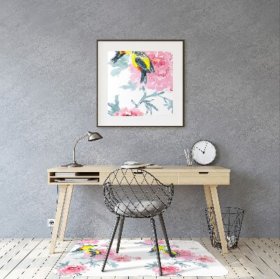 Tapis pour chaise de bureau Oiseaux et fleurs