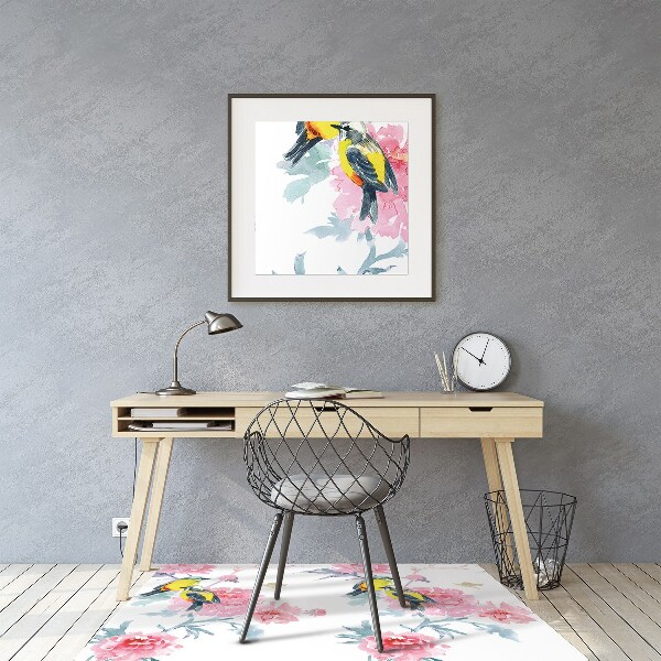 Tapis pour chaise de bureau Oiseaux et fleurs