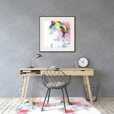 Tapis pour chaise de bureau Oiseaux et fleurs