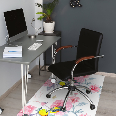 Tapis pour chaise de bureau Oiseaux et fleurs