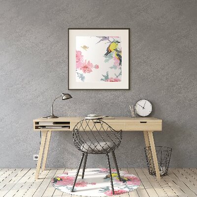 Tapis pour chaise de bureau Oiseaux et fleurs