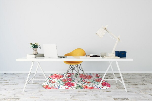 Tapis de chaise de bureau Fleurs rouges
