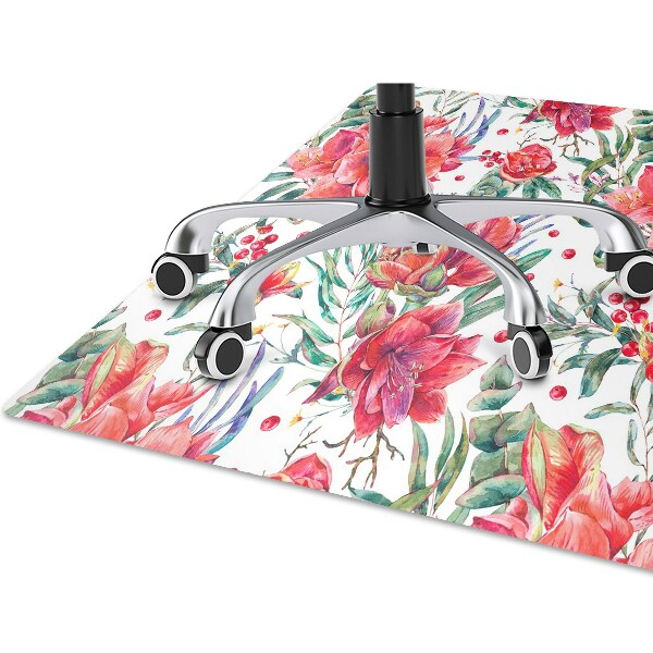 Tapis de chaise de bureau Fleurs rouges