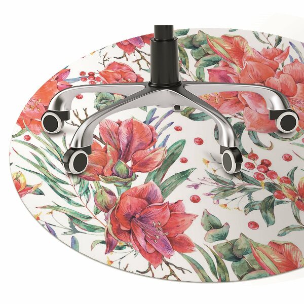 Tapis de chaise de bureau Fleurs rouges