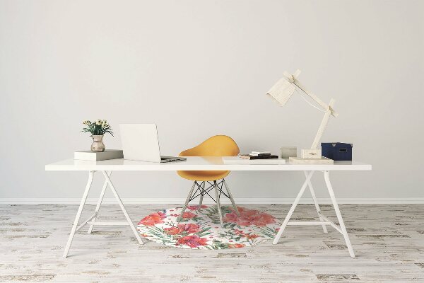 Tapis de chaise de bureau Fleurs rouges