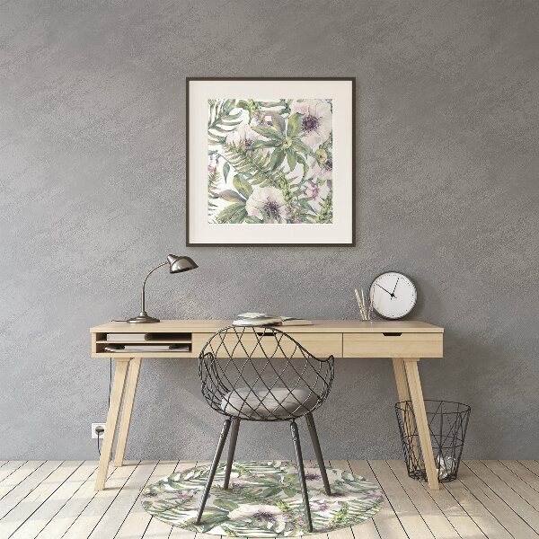 Tapis de chaise fleurs blanches