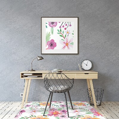 Tapis de chaise de bureau Dessin de fleurs