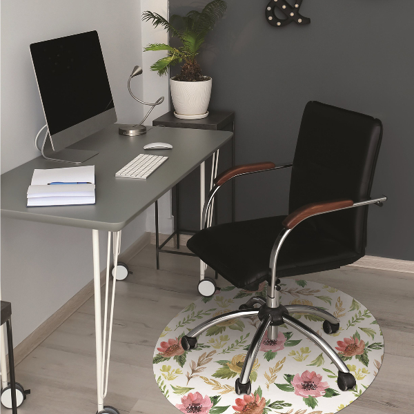 Tapis de chaise de bureau Fleurs aquarelles