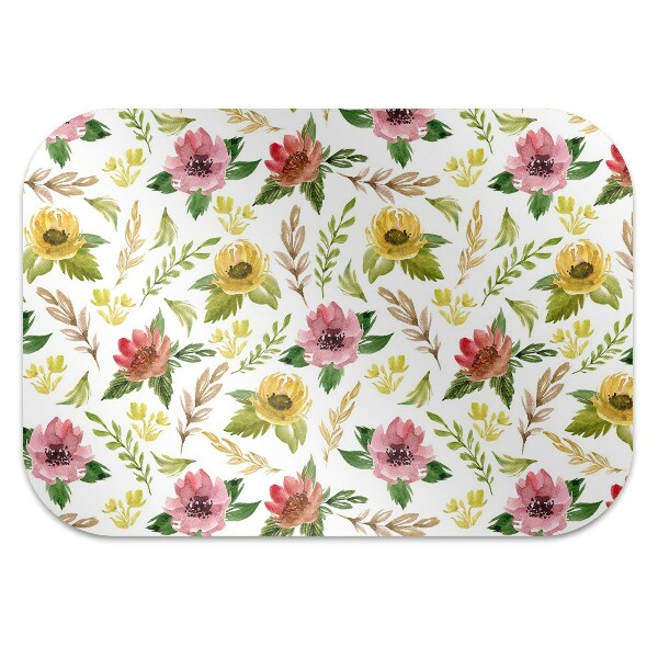 Tapis de chaise de bureau Fleurs aquarelles
