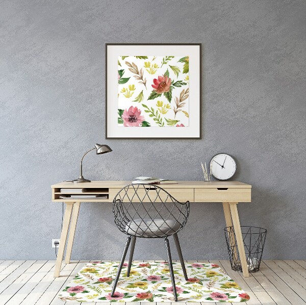 Tapis de chaise de bureau Fleurs aquarelles
