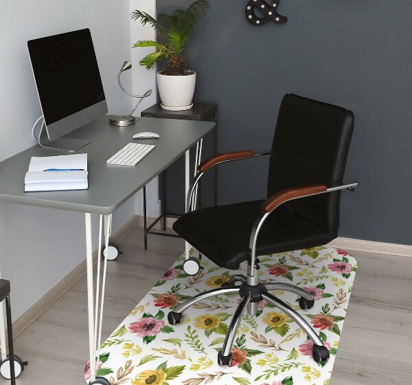 Tapis de chaise de bureau Fleurs aquarelles