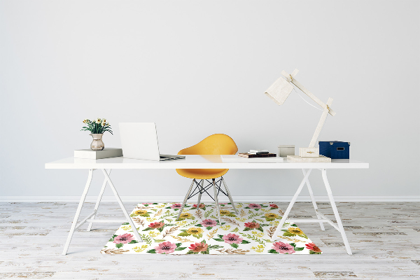 Tapis de chaise de bureau Fleurs aquarelles