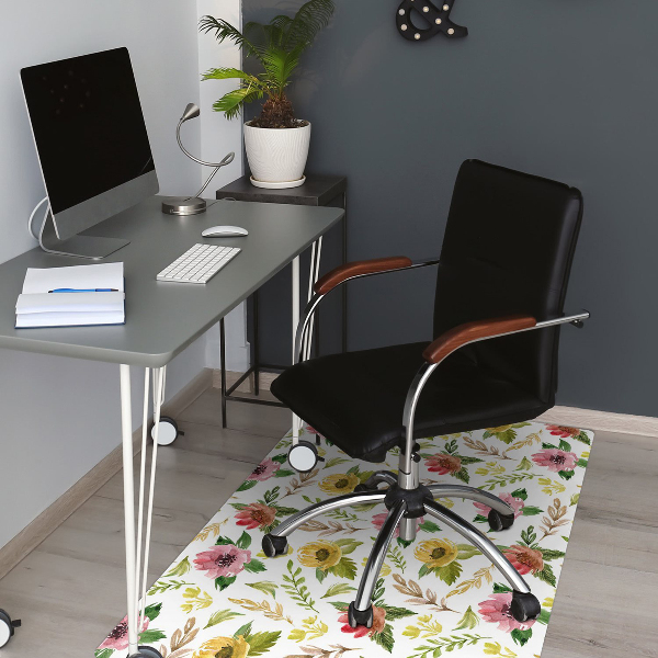 Tapis de chaise de bureau Fleurs aquarelles
