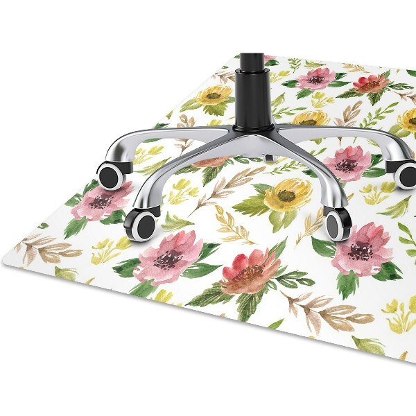 Tapis de chaise de bureau Fleurs aquarelles