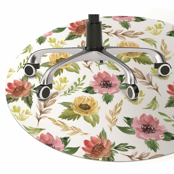 Tapis de chaise de bureau Fleurs aquarelles