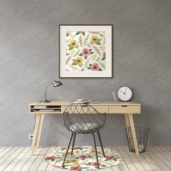 Tapis de chaise de bureau Fleurs aquarelles