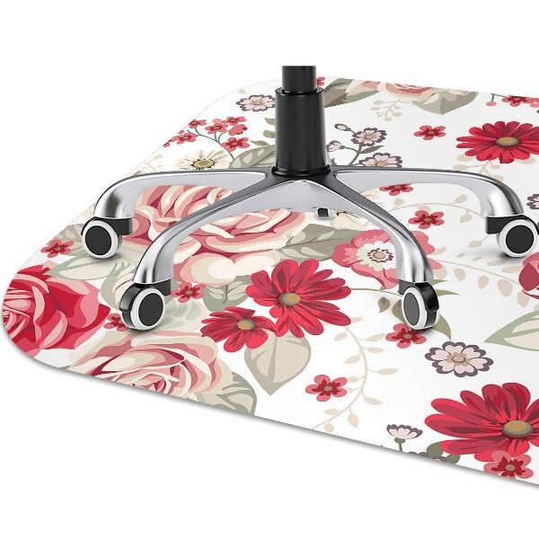 Tapis de chaise de bureau Fleurs rouges