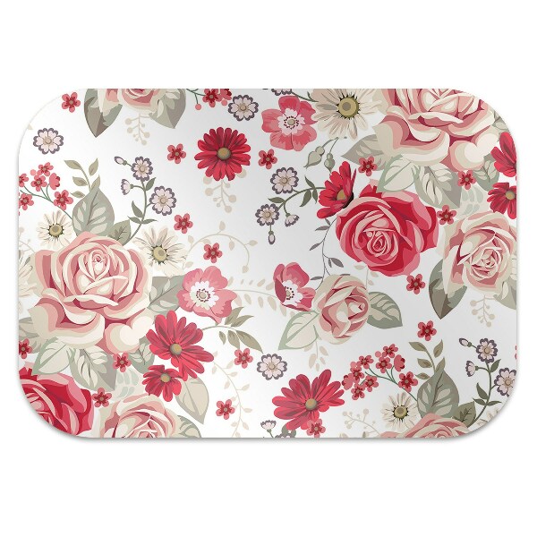 Tapis de chaise de bureau Fleurs rouges