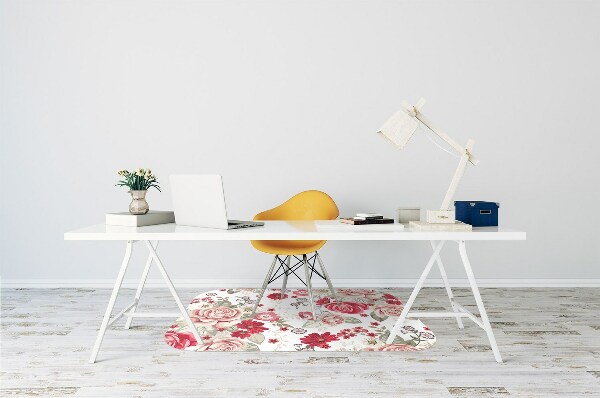 Tapis de chaise de bureau Fleurs rouges