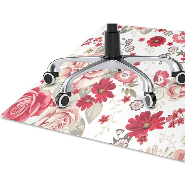 Tapis de chaise de bureau Fleurs rouges