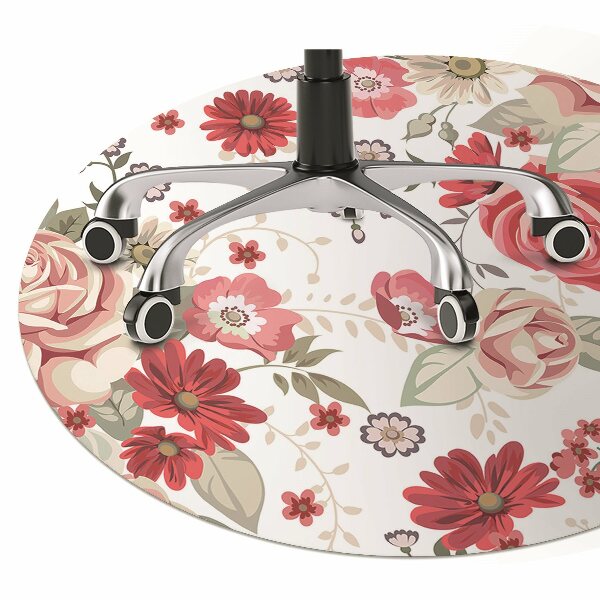 Tapis de chaise de bureau Fleurs rouges