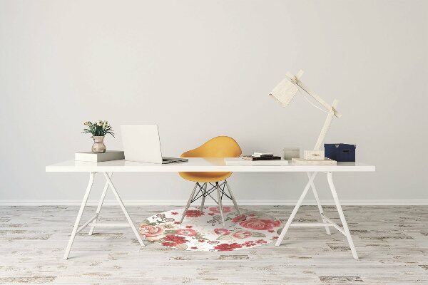 Tapis de chaise de bureau Fleurs rouges