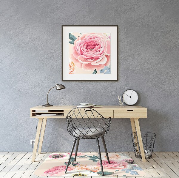 Tapis protège sol Fleurs pastel