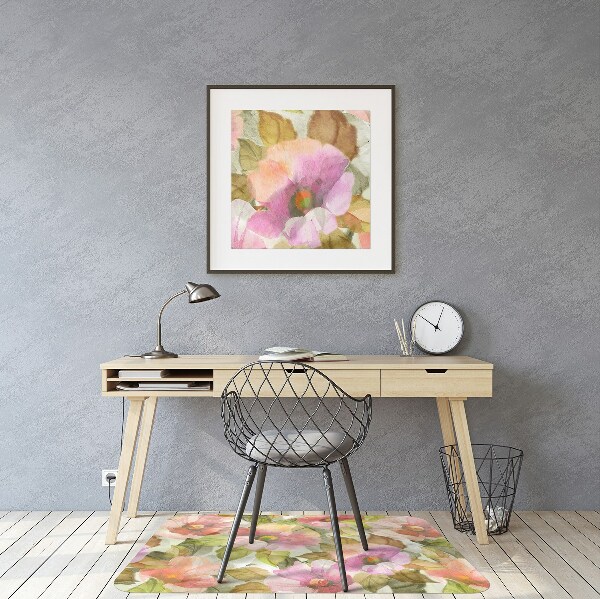 Tapis de chaise de bureau Fleurs peintes