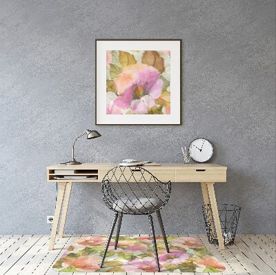 Tapis de chaise de bureau Fleurs peintes