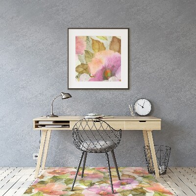 Tapis de chaise de bureau Fleurs peintes