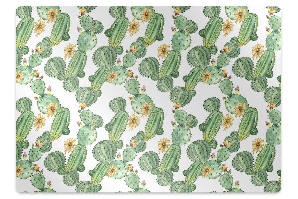 Tapis pour chaise de bureau Cactus avec des fleurs