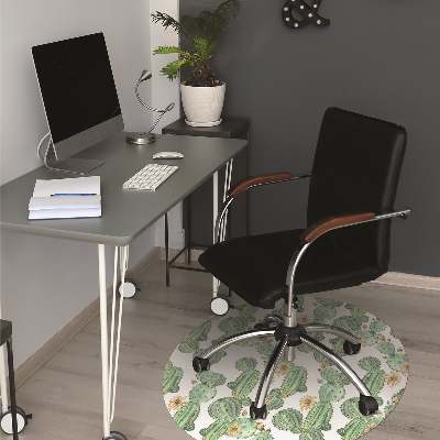 Tapis pour chaise de bureau Cactus avec des fleurs