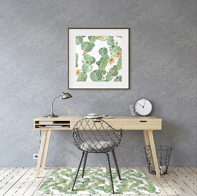 Tapis pour chaise de bureau Cactus avec des fleurs