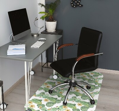 Tapis pour chaise de bureau Cactus avec des fleurs