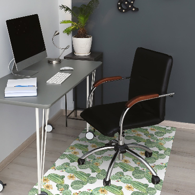 Tapis pour chaise de bureau Cactus avec des fleurs