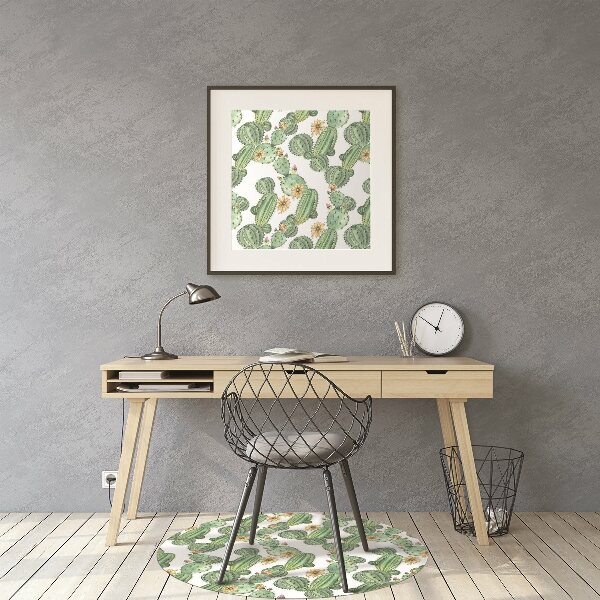 Tapis pour chaise de bureau Cactus avec des fleurs