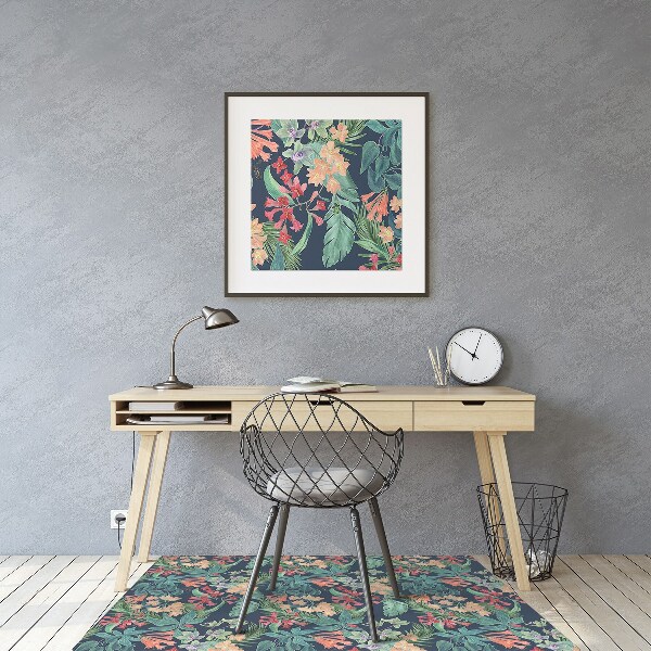 Tapis fauteuil bureau Composition tropicale