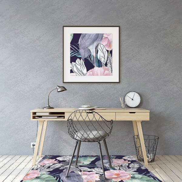 Tapis protège sol Oiseaux en fleurs