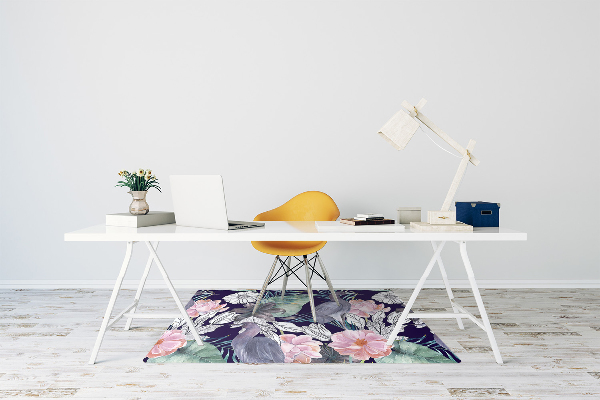 Tapis protège sol Oiseaux en fleurs