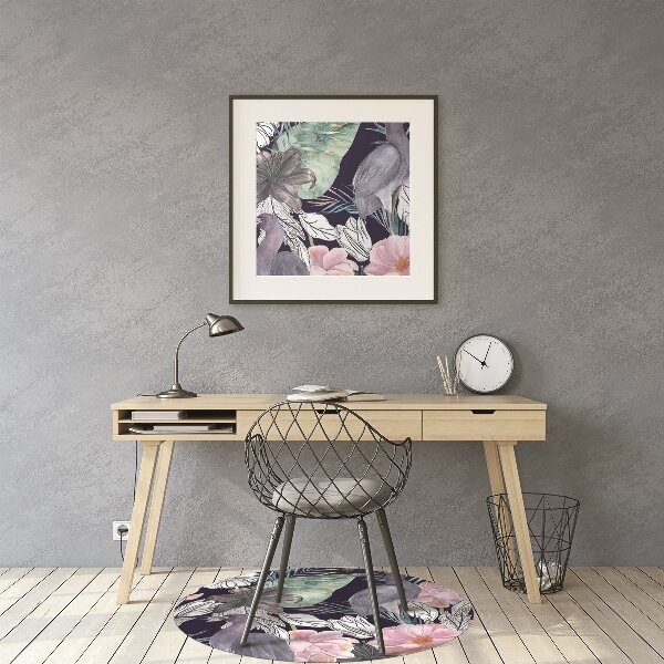 Tapis protège sol Oiseaux en fleurs