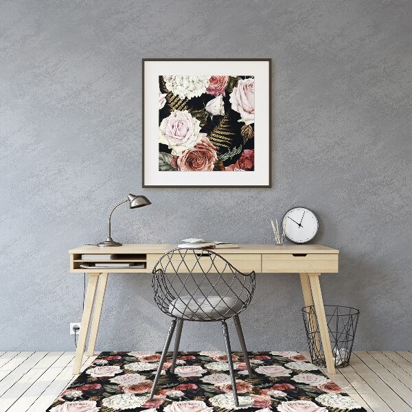 Tapis de chaise de bureau Fleurs baroques