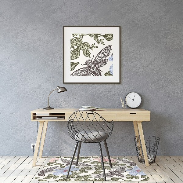 Tapis de chaise Papillons parmi les fleurs
