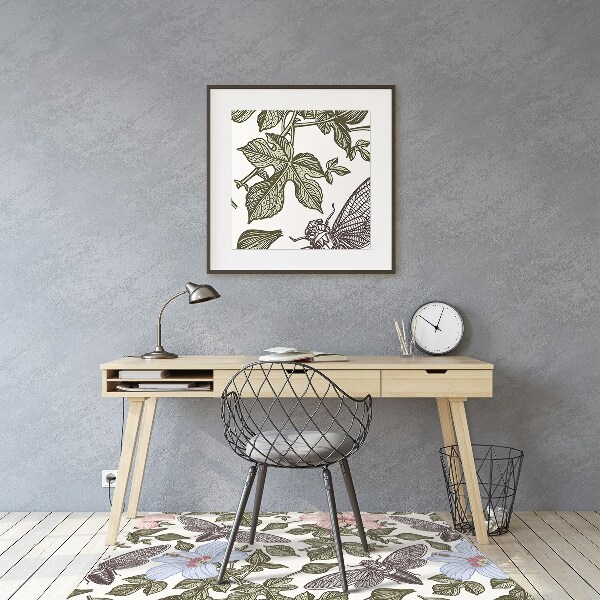 Tapis de chaise Papillons parmi les fleurs