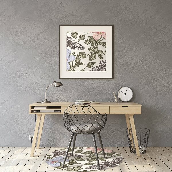 Tapis de chaise Papillons parmi les fleurs
