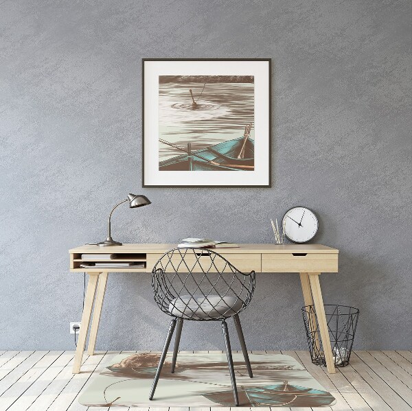 Tapis pour chaise de bureau Ours dans un bateau