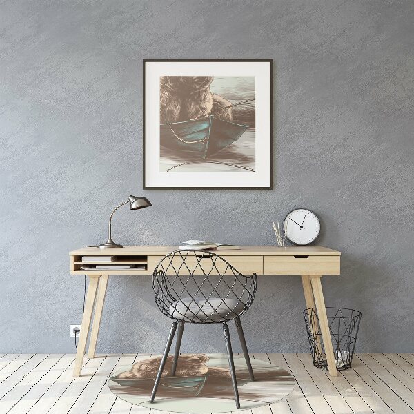 Tapis pour chaise de bureau Ours dans un bateau